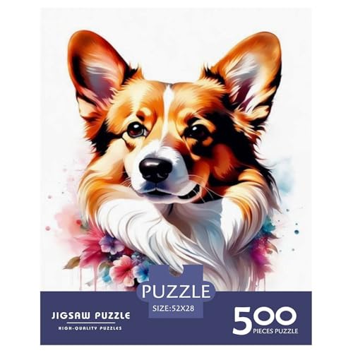 500-teiliges Puzzle mit Tierkunst und Hunden, Holzpuzzle für Erwachsene, Teenager, Mann, Frau, Geschenk, 500 Stück (52 x 38 cm) von LMYmoney