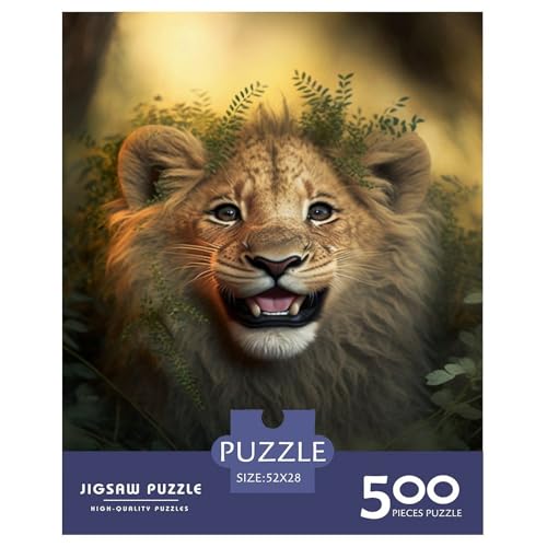 500-teiliges Puzzle mit Tierkunst und Löwenmotiv, für Erwachsene und Teenager, 500 Teile (52 x 38 cm) von LMYmoney