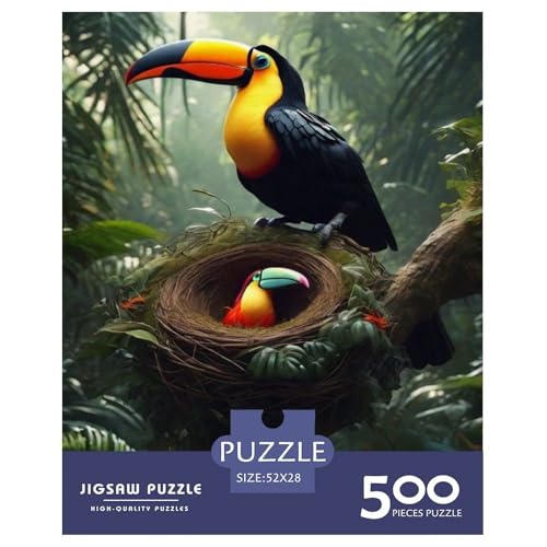 500-teiliges Puzzle mit Tierkunst und Vögeln, für Erwachsene und Teenager, Holzpuzzle, 500 Teile (52 x 38 cm) von LMYmoney