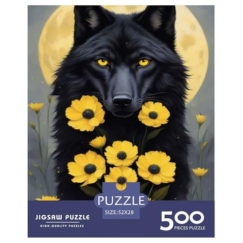 500-teiliges Puzzle mit Tiermotiv, Wolf, für Erwachsene, Holzpuzzle, Lernspiel für Erwachsene Teenager, 500 Stück (52 x 38 cm) von LMYmoney