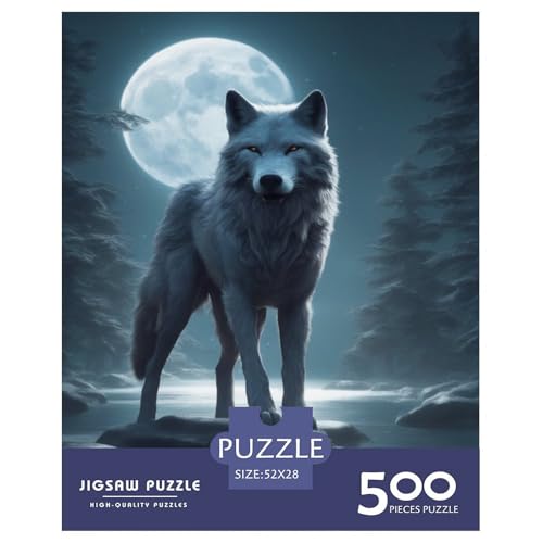 500-teiliges Puzzle mit Tiermotiv, Wolf, für Erwachsene, Holzpuzzle, Lernspiel für Erwachsene Teenager, 500 Stück (52 x 38 cm) von LMYmoney