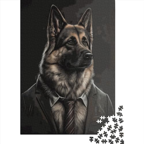 500-teiliges Puzzle mit deutschem Schäferhund für Erwachsene und Teenager, Holzpuzzle für Kinder, Heimdekoration, Puzzlespielzeug, 500 Stück (52 x 38 cm) von LMYmoney