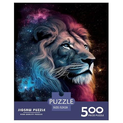 500-teiliges Tierkunst-Puzzle „Löwe“ für Erwachsene, schwieriges Holzpuzzle für Erwachsene, 500 Teile (52 x 38 cm) von LMYmoney