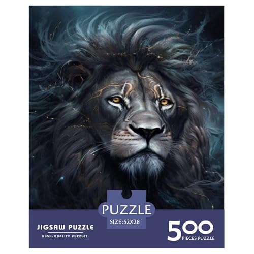 500-teiliges Tierkunst-Puzzle „Löwe“ für Erwachsene, schwieriges Holzpuzzle für Erwachsene, 500 Teile (52 x 38 cm) von LMYmoney