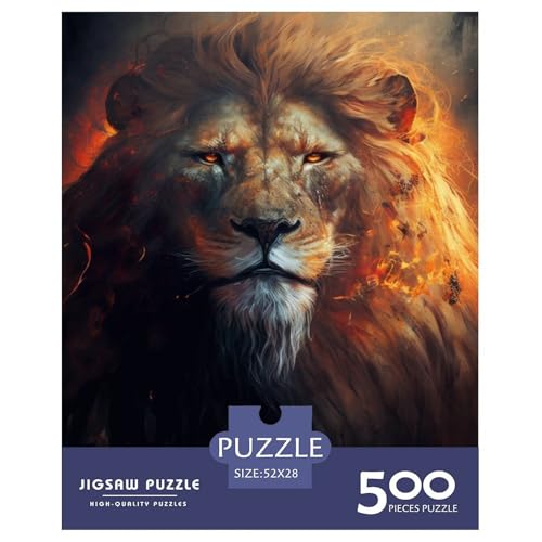 500-teiliges Tierkunst-Puzzle „Löwe“ für Erwachsene, schwieriges Holzpuzzle für Erwachsene, 500 Teile (52 x 38 cm) von LMYmoney