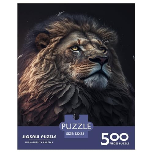 500-teiliges Tierkunst-Puzzle „Löwe“ für Erwachsene, schwieriges Holzpuzzle für Erwachsene, 500 Teile (52 x 38 cm) von LMYmoney