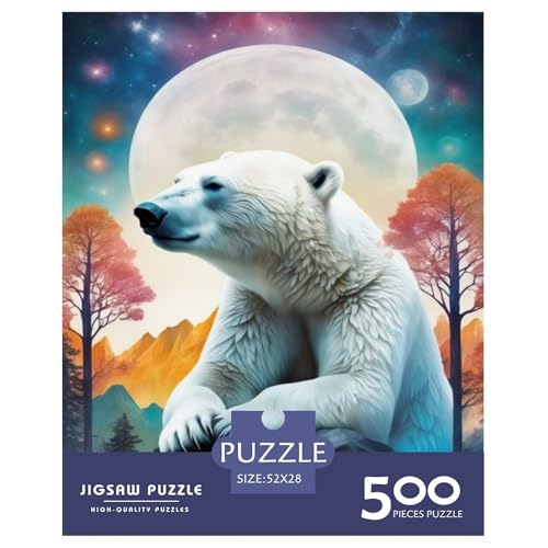 500-teiliges Tierkunst-Puzzle für Erwachsene, Eisbär, Holzpuzzle für Erwachsene, Lernspiel, Herausforderungsspielzeug, 500 Stück (52 x 38 cm) von LMYmoney