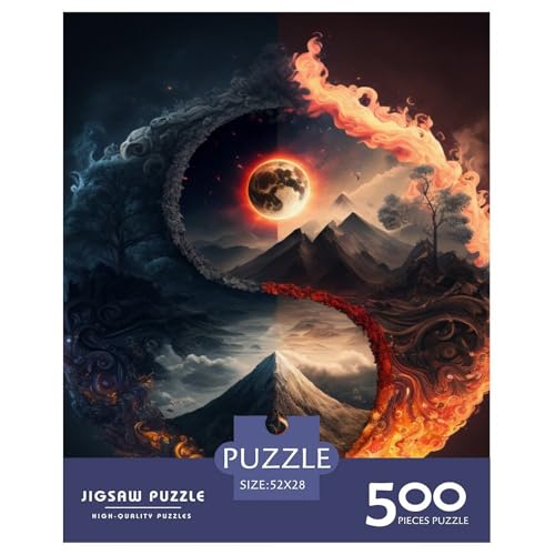 500-teiliges Yin-Yang-Art-Puzzle für Erwachsene, Holzpuzzle, Lernspiel für Erwachsene Teenager, 500 Stück (52 x 38 cm) von LMYmoney