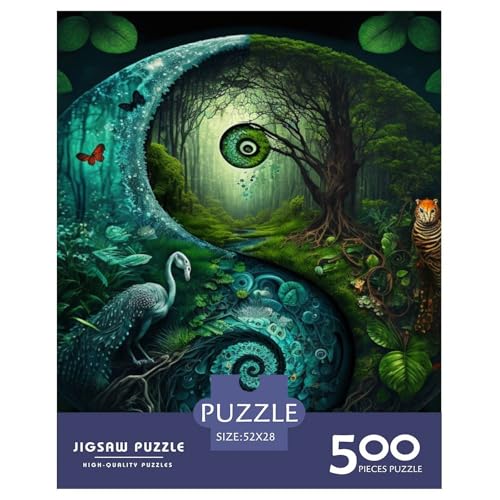 500-teiliges Yin-Yang-Art-Puzzle für Erwachsene, Holzpuzzle, Lernspiel für Erwachsene Teenager, 500 Stück (52 x 38 cm) von LMYmoney