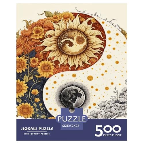 500-teiliges Yin-Yang-Art-Puzzle für Erwachsene, Holzpuzzle für Erwachsene und Teenager, Lernpuzzle, 500 Teile (52 x 38 cm) von LMYmoney