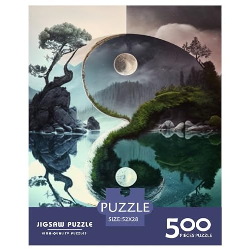 500-teiliges Yin-Yang-Art-Puzzle für Erwachsene, Puzzles für Erwachsene, Puzzles, einzigartige Heimdekoration und Geschenke, 500 Stück (52 x 38 cm) von LMYmoney