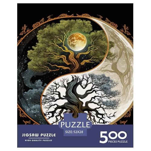 500-teiliges Yin-Yang-Kunst-Puzzle für Erwachsene, Puzzle für Erwachsene und Jugendliche ab 12 Jahren, 500 Teile (52 x 38 cm) < von LMYmoney