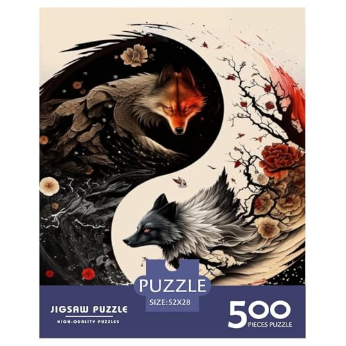 500-teiliges Yin-Yang-Kunstpuzzle für Erwachsene, Holzpuzzles, Puzzles für Erwachsene, Lernspiel, Herausforderungsspielzeug, 500 Stück (52 x 38 cm) von LMYmoney