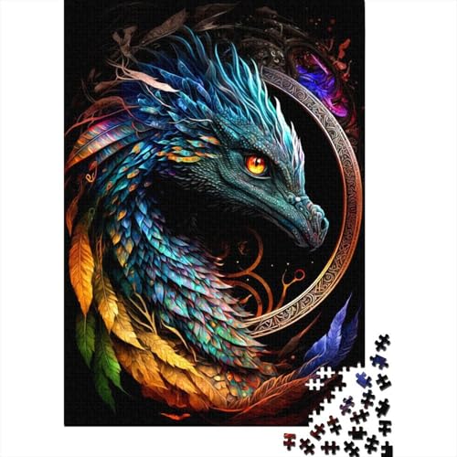 500-teiliges buntes Drachen-Puzzle für Erwachsene und Teenager, Holzpuzzle für Kinder, Lernspiel, Herausforderungsspielzeug, 500 Stück (52 x 38 cm) von LMYmoney