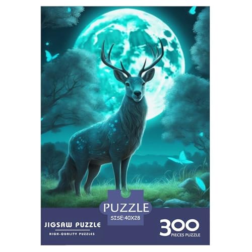 Animal Art Elch-Puzzle für Erwachsene und Jugendliche, 300 Teile, Holzpuzzle für Teenager-Geschenke, Denksportspiel, 300 Teile (40 x 28 cm) von LMYmoney