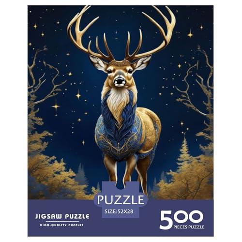 Animal Art Elch-Puzzle für Erwachsene und Jugendliche, 500 Teile, Holzpuzzle für Erwachsene, Puzzles für Jugendliche ab 12 Jahren, 500 Teile (52 x 38 cm) von LMYmoney