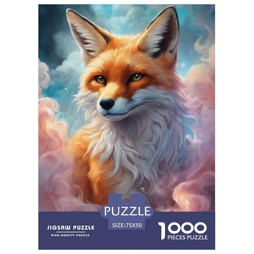 Animal Art Fox 1000-teiliges Puzzle für Erwachsene und Teenager, Teenager, Mann, Frau, Geschenk, 1000 Stück (75 x 50 cm) von LMYmoney