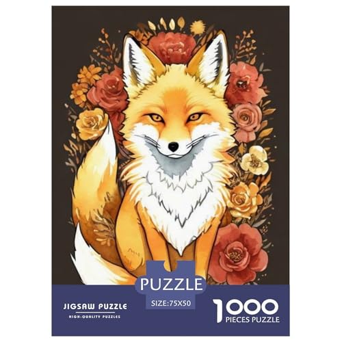 Animal Art Fox Puzzle für Erwachsene und Jugendliche 1000 Teile Puzzle für Erwachsene Nachhaltige Puzzlespiele 1000 Teile (75 x 50 cm) von LMYmoney