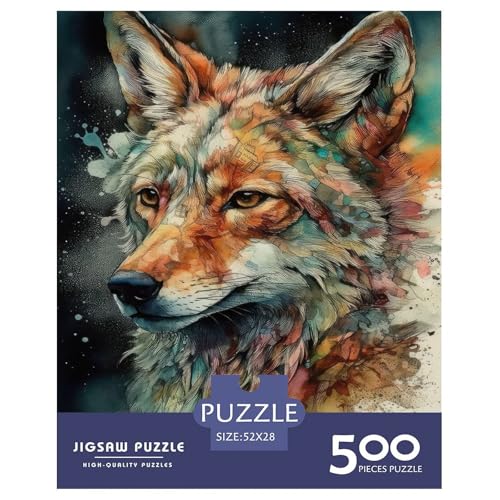 Animal Art Wolf-Puzzle für Erwachsene und Jugendliche, 500 Teile, Holzpuzzle für Erwachsene, Puzzles für Jugendliche ab 12 Jahren, 500 Teile (52 x 38 cm) von LMYmoney