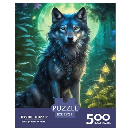 Animal Art Wolf Puzzles 500 Teile Holzpuzzles für Erwachsene und Teenager Familienspiel 500 Stück (52x38cm) von LMYmoney