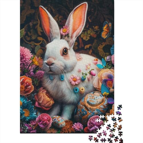 Art Animal Rabbit Puzzles 500 Teile für Teenager Geschenke Holzpuzzle Erwachsenenpuzzle für Kinder 500 Stück (52x38cm) von LMYmoney