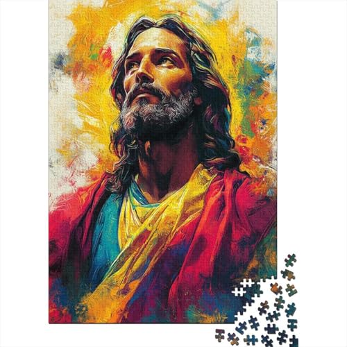 Art Christian Jesus 1000-teiliges Puzzle, 100 Prozent recycelte Holzplatte, Puzzlespiele für Kinder ab 12 Jahren, 1000 Teile (75 x 50 cm) von LMYmoney