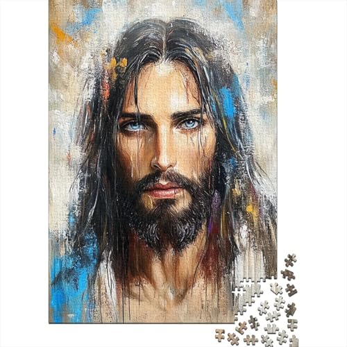 Art Christian Jesus 1000-teiliges Puzzle, 100 Prozent recycelte Holzplatte, Puzzlespiele für Kinder ab 12 Jahren, 1000 Teile (75 x 50 cm) von LMYmoney