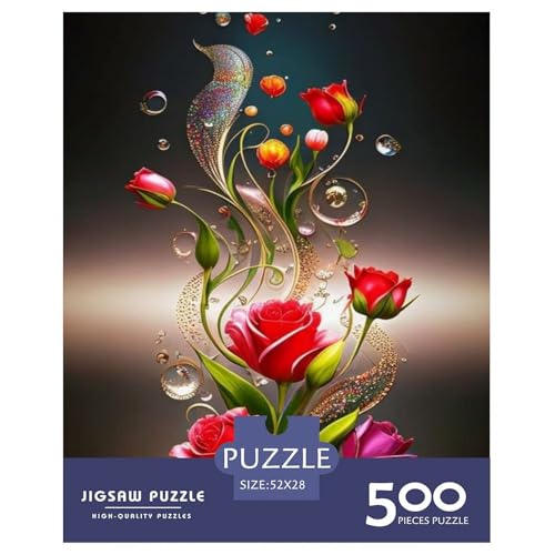 Art Flowers Holzpuzzle 500 Teile Puzzle für Erwachsene Lernspiel Herausforderung Spielzeug Heiligabend Geschenke 500 Teile (52x38cm) von LMYmoney