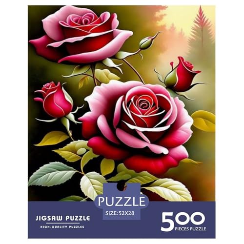 Art Flowers Puzzle für Erwachsene und Jugendliche, 500 Teile, Holzpuzzle für Teenager, Geschenke, Denksportspiel, 500 Teile (52 x 38 cm) von LMYmoney