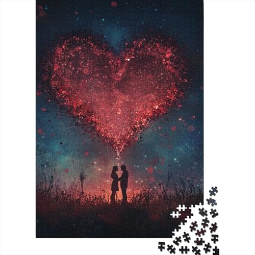 Art Happy Lovers-Puzzle für Erwachsene, 100% recycelte Holzplatte, Denksportaufgaben für Frauen und Männer, 1000 Teile (75 x 50 cm) von LMYmoney