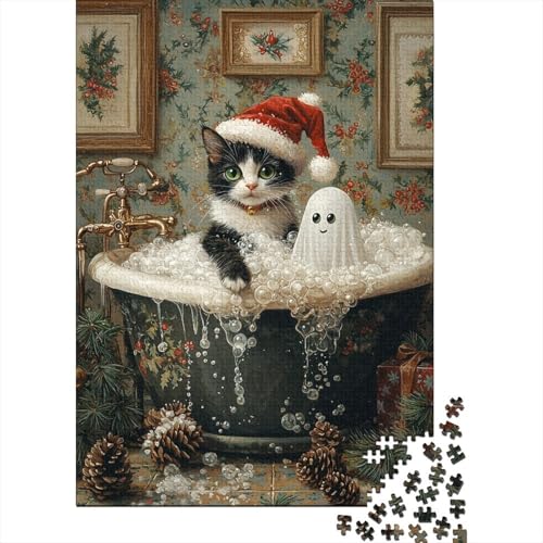 Badezimmer-Katze, 1000-teiliges Puzzle für Erwachsene, kreative Spiele, Herren-Puzzle, Geschenke für Erwachsene Kinder, 1000 Teile (75 x 50 cm) von LMYmoney