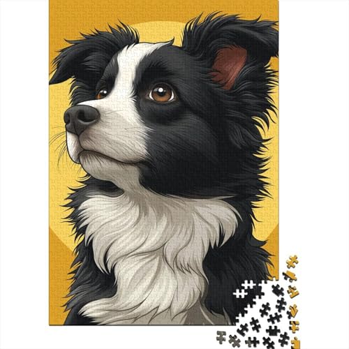 Border Collie Ostergeschenke-Puzzle, schwierige Herausforderung, 100% recycelter Karton, Puzzle für Erwachsene und Teenager, 70 x 50 cm/1000 Teile von LMYmoney