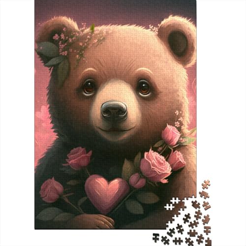 Braunbär-Puzzles für Kinder, 500 Teile, Holzpuzzle für Erwachsene und Teenager, Heimdekoration, Puzzlespielzeug, 500 Teile (52 x 38 cm) von LMYmoney