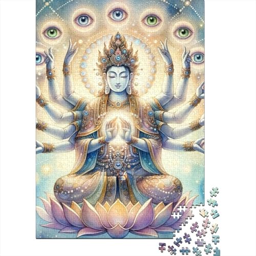 Buddha-Statue, heilende und inspirierende Gebete, Puzzle, herausfordernd und knifflig, 100% recycelter Karton, Puzzle für Frauen und Männer, 70 x 50 cm, 1000 Teile von LMYmoney