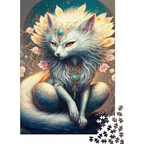 Buntes Fantasie-Puzzle mit weißem Fuchs, 1000 Teile, Puzzle für Kinder, Denkspiel, Puzzlespielzeug für Kinder, 1000 Teile (75 x 50 cm) von LMYmoney