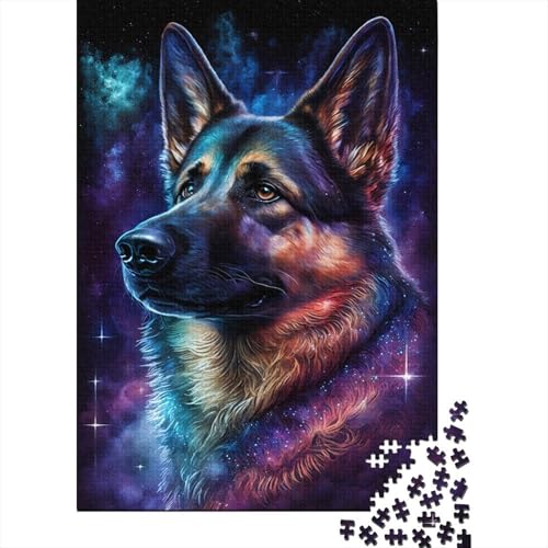 Buntes Galaxy-Puzzle mit deutschem Schäferhund, 300 Teile, Puzzle für Kinder, Denkspiel, Puzzlespielzeug für Kinder, 300 Teile (40 x 28 cm) von LMYmoney