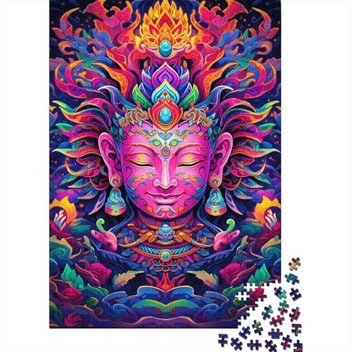 Buntes Kunst-Buddha-Puzzle 1000 Teile, Puzzle für Kinder, Denkspiel, Puzzle-Spielzeug für Kinder, 1000 Teile (75 x 50 cm) von LMYmoney