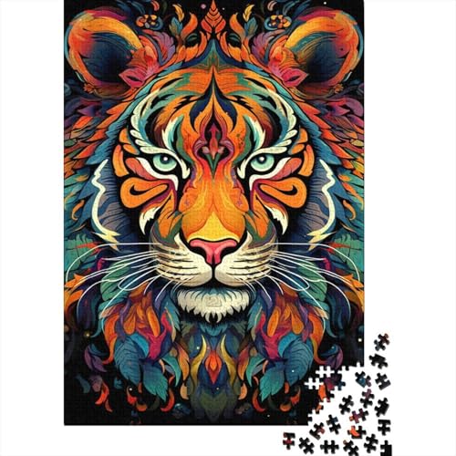 Buntes Tiger-Art-Puzzle 300 Teile, Puzzle für Kinder, Denkspiel, Puzzle-Spielzeug für Kinder, 300 Teile (40 x 28 cm) von LMYmoney