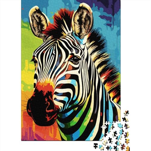 Buntes Zebra-Puzzle, 300 Teile, Puzzle für Erwachsene, Puzzle für Teenager, Geschenke, Lernspiel, Herausforderungsspielzeug, 300 Teile (40 x 28 cm) von LMYmoney