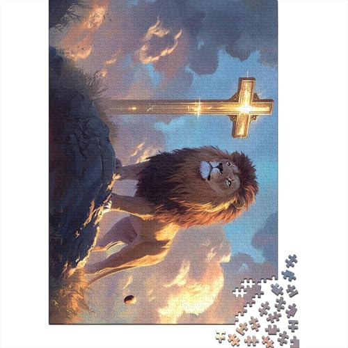 Christian Lion Christliche religiöse Gebetsgeschenke Puzzle Denksportaufgabe Premium-Karton-Puzzle für Kinder und Erwachsene ab 12 Jahren 38x26cm/1000 Teile von LMYmoney