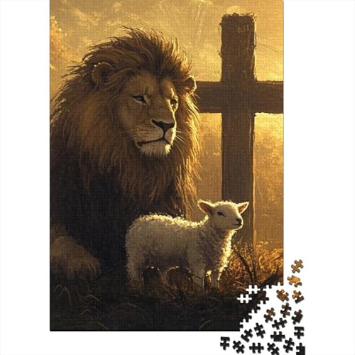 Christian Lion Devoted Believers Puzzle, Heimdekoration, 100% recycelte Pappe, Puzzle für Kinder und Erwachsene ab 12 Jahren, 70 x 50 cm, 1000 Teile von LMYmoney