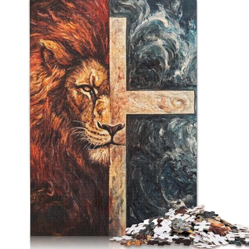 Christlicher Löwe, Puzzle für Erwachsene, Lernspiel, Cooles Puzzle für Erwachsene und Kinder, 1000 Teile (75 x 50 cm) von LMYmoney