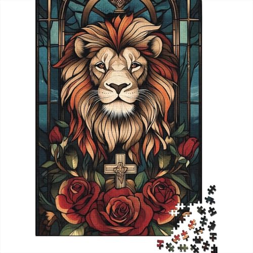 Christlicher Löwe, christliches religiöses Gebet, Geschenke, Puzzle, Entspannung, Herausforderung, Spielzeug, Papier, rechteckiges Puzzle für Erwachsene und Kinder, 70 x 50 cm/1000 Teile von LMYmoney