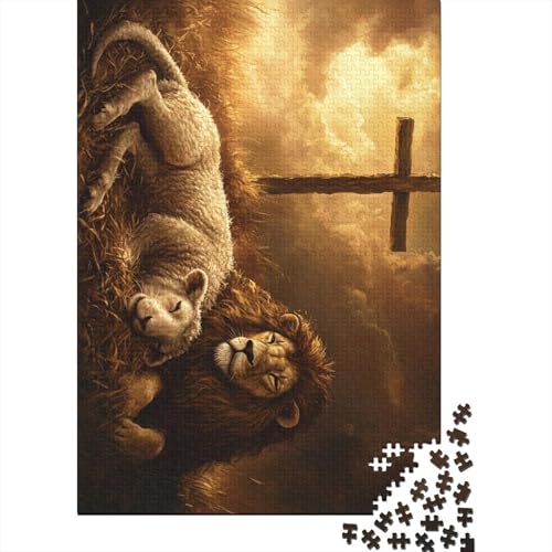 Christlicher Löwe, christliches religiöses Gebet, Geschenke, Puzzle, Entspannung, Herausforderung, Spielzeug, Papier, rechteckiges Puzzle für Erwachsene und Kinder, 70 x 50 cm/1000 Teile von LMYmoney