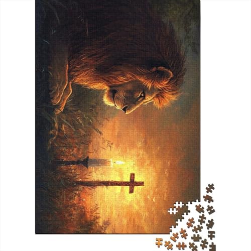 Christlicher Löwe Ostergeschenke Puzzle Relax Challenge Spielzeug Premium Karton Puzzle für Jungen oder Mädchen 70x50cm/1000 Teile von LMYmoney