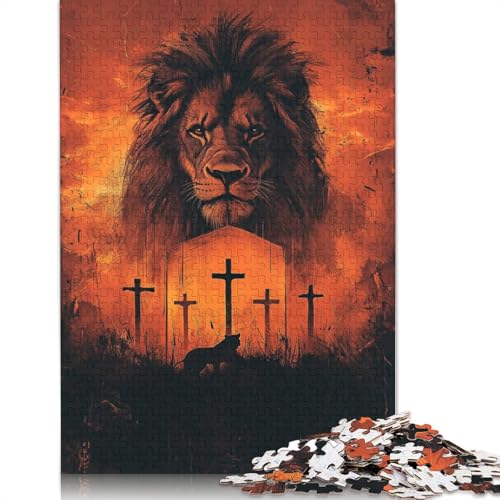 Christlicher Löwe Puzzle für Erwachsene, schwierige Herausforderung, Denksportaufgaben für Frauen und Männer, 1000 Teile (75 x 50 cm) von LMYmoney