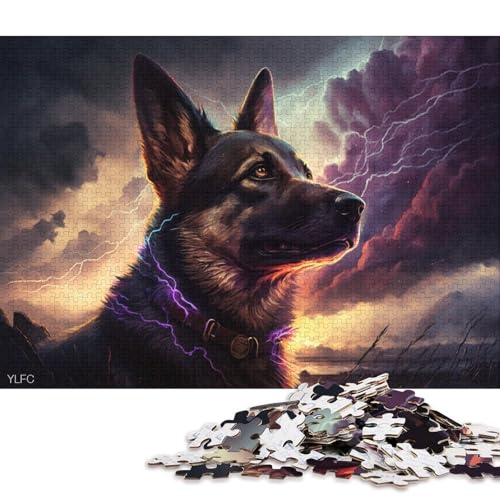 Erwachsene, Puzzle, Fantasy-Kunst, Deutscher Schäferhund, 300 Puzzleteile, rechteckiges Puzzle, Spiel zur intellektuellen Entwicklung, 300 Teile (40 x 28 cm) von LMYmoney