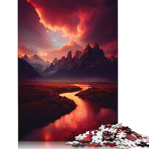 Feuersturm-Landschaftspuzzle 1000 Teile für Erwachsene, Heimdekoration, Erwachsenenpuzzles für Frauen für Erwachsene Kinder, 1000 Stück (75 x 50 cm) von LMYmoney