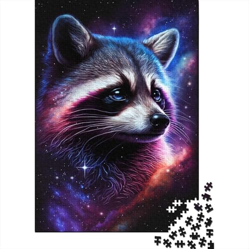 Galaxy Raccoon Holzpuzzle 500 Teile Puzzle für Kinder Lernspiel Herausforderung Spielzeug Heiligabend Geschenke 500 Stück (52x38cm) von LMYmoney