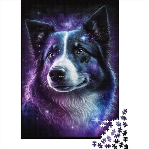 Galaxy Star Border Collie 1000-teiliges Holzpuzzle für Kinder, Puzzle, Lernspiel, Herausforderungsspielzeug, 1000 Stück (75 x 50 cm) von LMYmoney